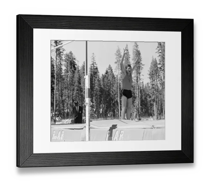 Framed Print : Dick Fosbury Celebrating His Successful Jump Framed Print : Dick Fosbury Celebrating His Successful Jump