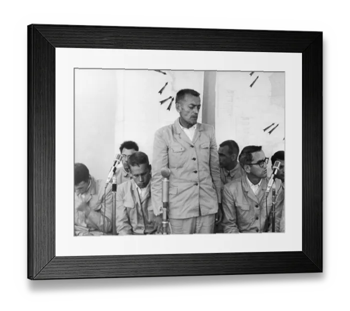 Framed Print : Commander Lloyd Bucher Speaking at Press Conference Framed Print : Commander Lloyd Bucher Speaking at Press Conference