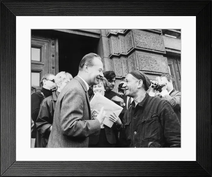Framed Print : Alexander Dubcek with Supporter Framed Print : Alexander Dubcek with Supporter