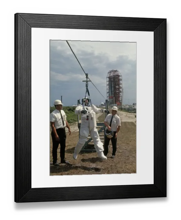 Framed Print : Walter Schirra Testing Slide-Wire Escape Framed Print : Walter Schirra Testing Slide-Wire Escape