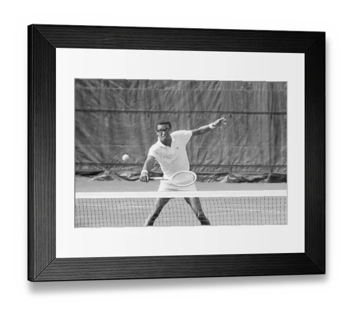 Framed Print : Arthur Ashe on Tennis Court Framed Print : Arthur Ashe on Tennis Court