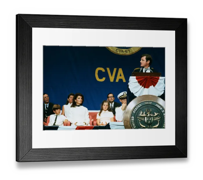 Framed Print : Edward Kennedy at a Commissioning Ceremony For the USS JFK Framed Print : Edward Kennedy at a Commissioning Ceremony For the USS JFK