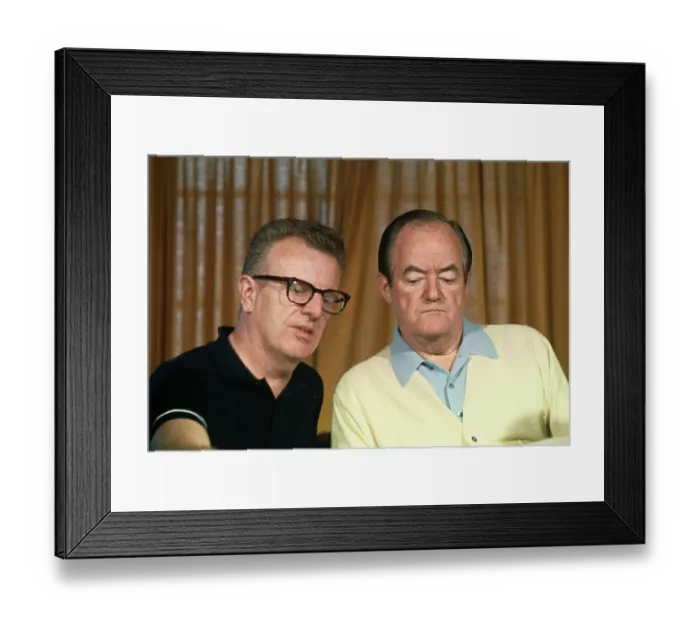 Framed Print : Hubert Humphrey Listening to His Campaign Manager Framed Print : Hubert Humphrey Listening to His Campaign Manager