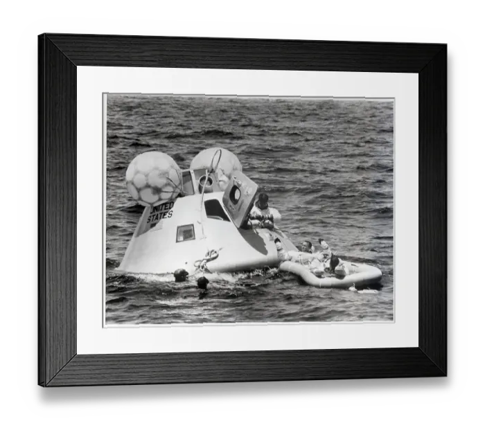 Framed Print : Astronauts Leaving Floating Capsule Framed Print : Astronauts Leaving Floating Capsule