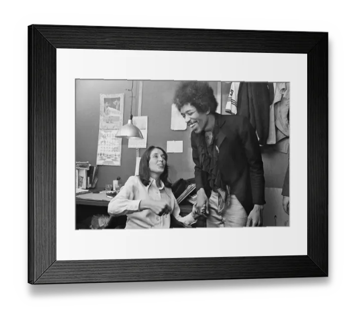 Framed Print : Joan Baez And Jimi Hendrix Chatting Framed Print : Joan Baez And Jimi Hendrix Chatting