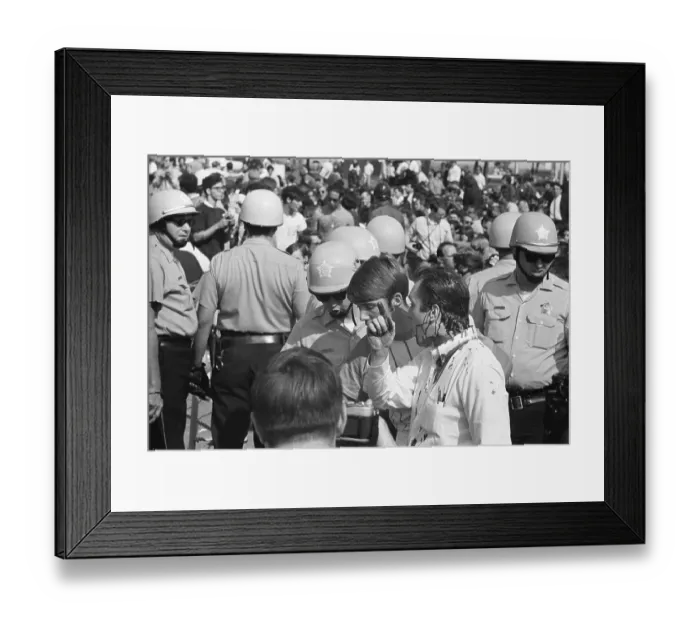 Framed Print : Bloody Protester Faces Off W / Policeman Framed Print : Bloody Protester Faces Off W / Policeman