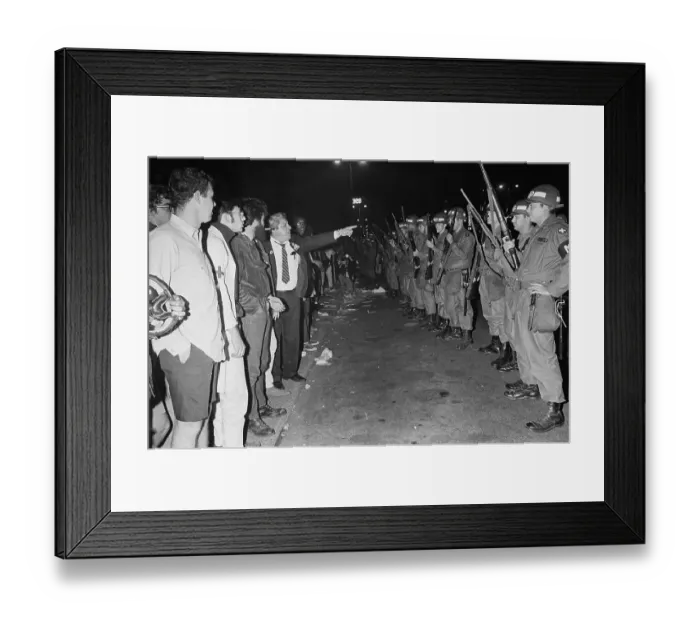 Framed Print : Civillian Points At Natl. Guardsman Framed Print : Civillian Points At Natl. Guardsman