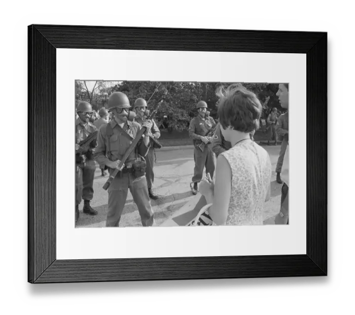 Framed Print : Natl. Guard Meet Protesters With Rifles Framed Print : Natl. Guard Meet Protesters With Rifles