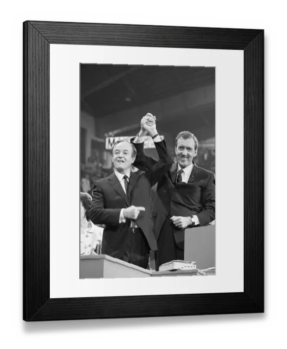Framed Print : Hubert Humphrey Points To Edmund Muskie Framed Print : Hubert Humphrey Points To Edmund Muskie