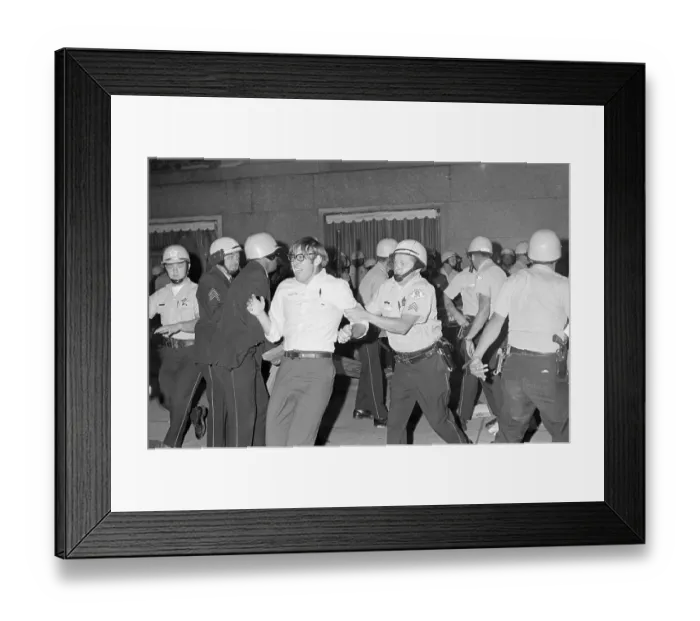 Framed Print : Policeman Hustles Screaming Demonstrator Framed Print : Policeman Hustles Screaming Demonstrator