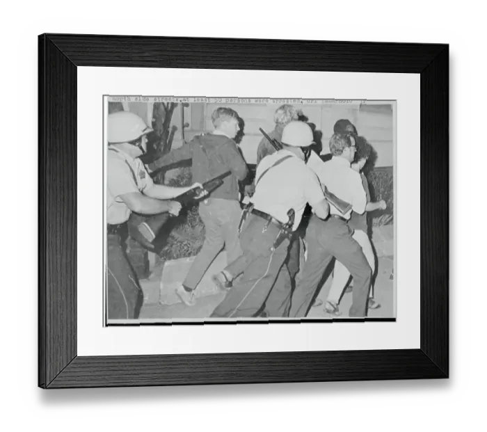 Framed Print : Policemen with Guns Arresting Youth Protesters Framed Print : Policemen with Guns Arresting Youth Protesters