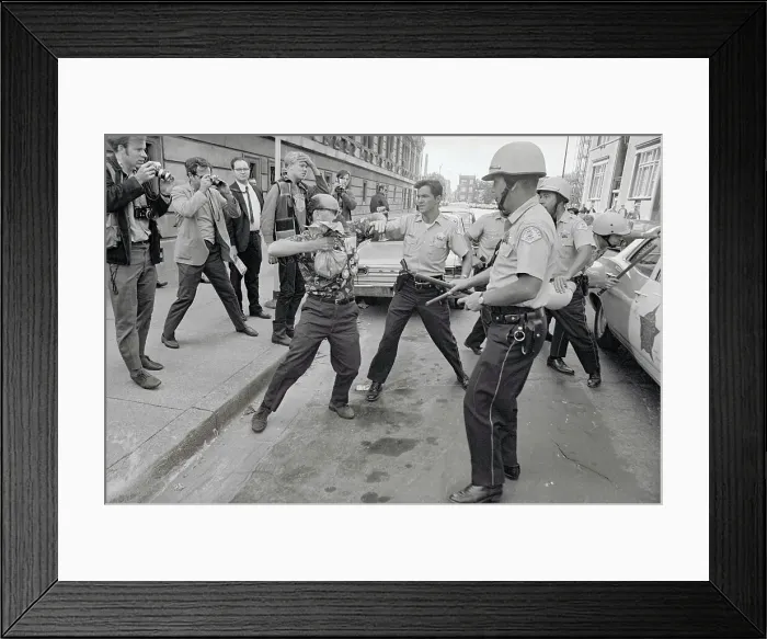 Framed Print : Men Photographing Police Activity Framed Print : Men Photographing Police Activity