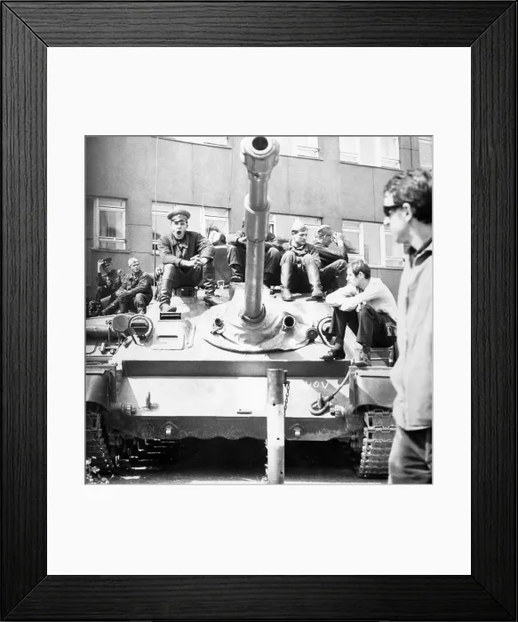 Framed Print : Soldier Atop Tank Yawning Framed Print : Soldier Atop Tank Yawning