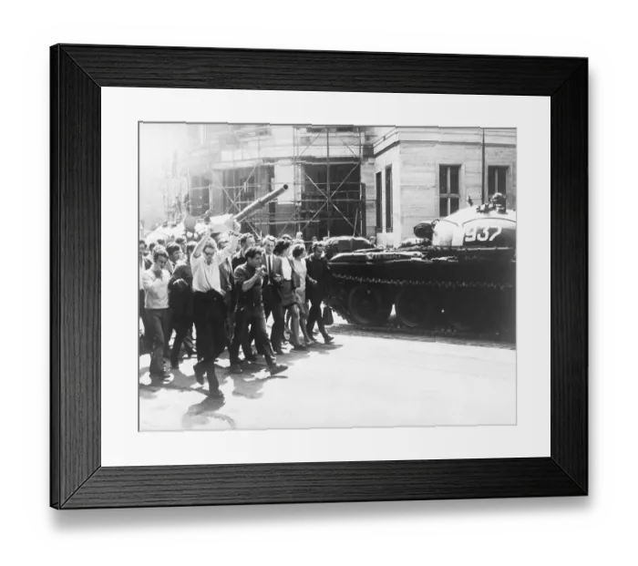Framed Print : Youth March Past Tanks In Protest Framed Print : Youth March Past Tanks In Protest