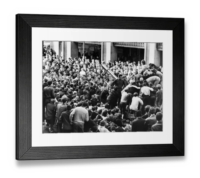 Framed Print : Men Surround And Climb Russian Tank Framed Print : Men Surround And Climb Russian Tank