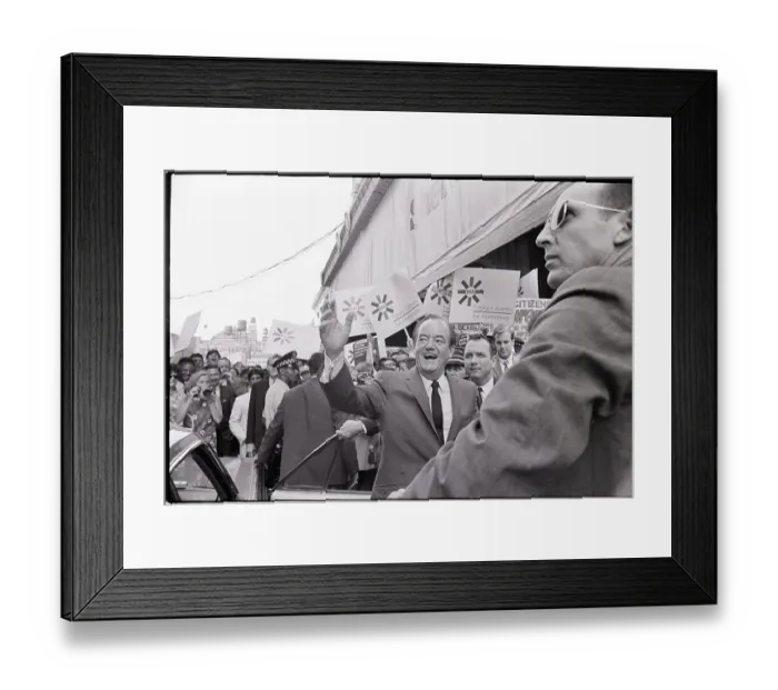 Framed Print : Hubert Humphrey Waving To Crowd Framed Print : Hubert Humphrey Waving To Crowd