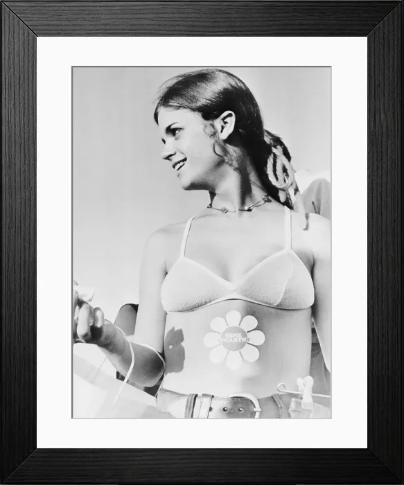 Framed Print : Edie Vonnegut Wearing Campaign Sticker Framed Print : Edie Vonnegut Wearing Campaign Sticker