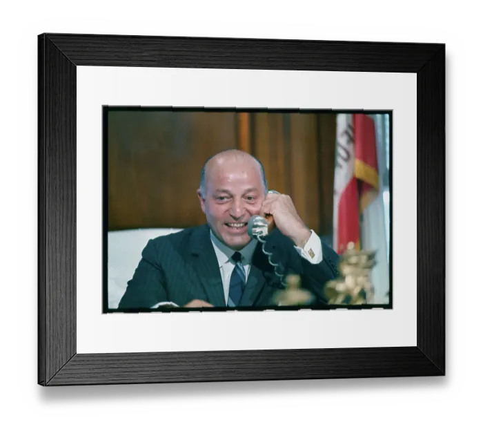 Framed Print : Joseph Alioto Talking on the Telephone Framed Print : Joseph Alioto Talking on the Telephone