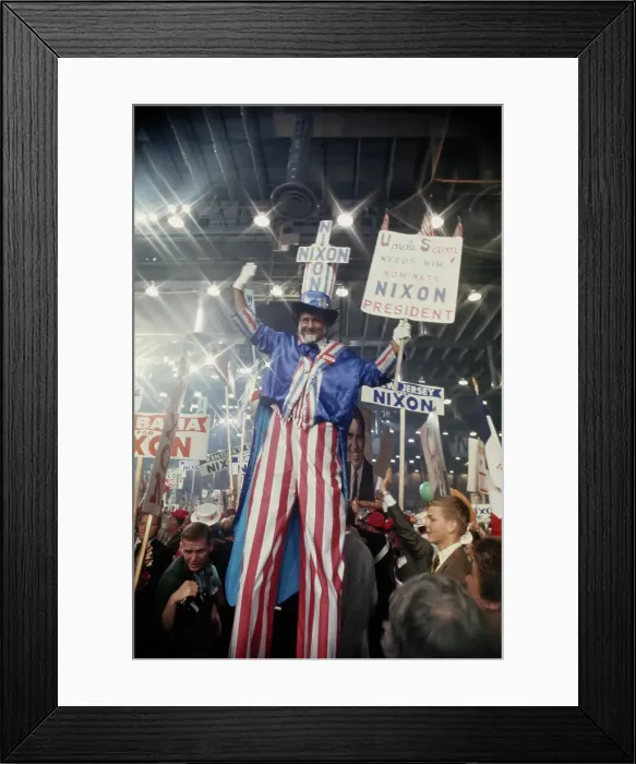 Framed Print : Nixon Supporter On Stilts Framed Print : Nixon Supporter On Stilts