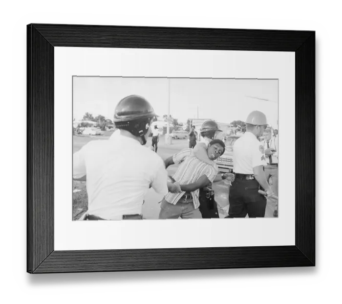 Framed Print : Policemen Choking African American Rioter