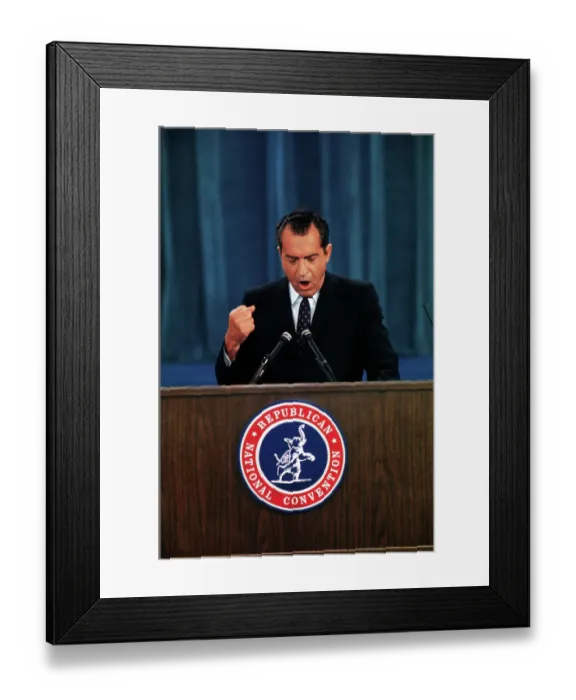 Framed Print : Richard Nixon Speaking and Gesturing at Podium Framed Print : Richard Nixon Speaking and Gesturing at Podium