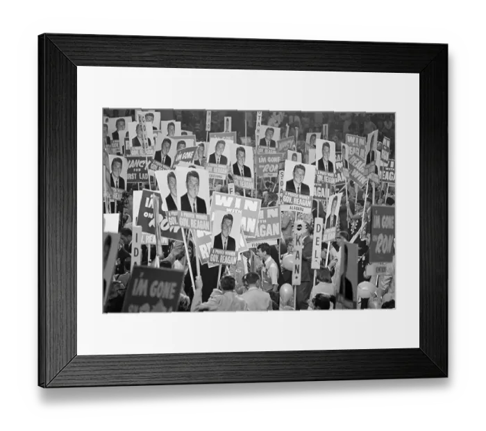 Framed Print : People Holding Signs of Ronald Reagan Framed Print : People Holding Signs of Ronald Reagan