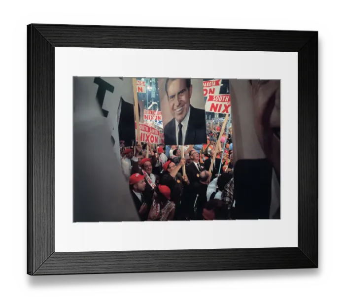 Framed Print : Large Richard Nixon Poster and Crowd at Republican Convention Hall Framed Print : Large Richard Nixon Poster and Crowd at Republican Convention Hall