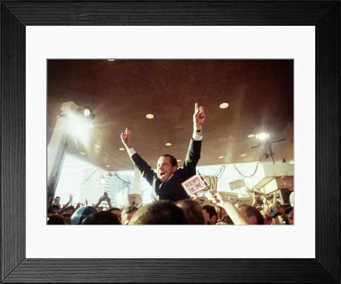Framed Print : Richard Nixon Being Mobbed by Crowd Framed Print : Richard Nixon Being Mobbed by Crowd