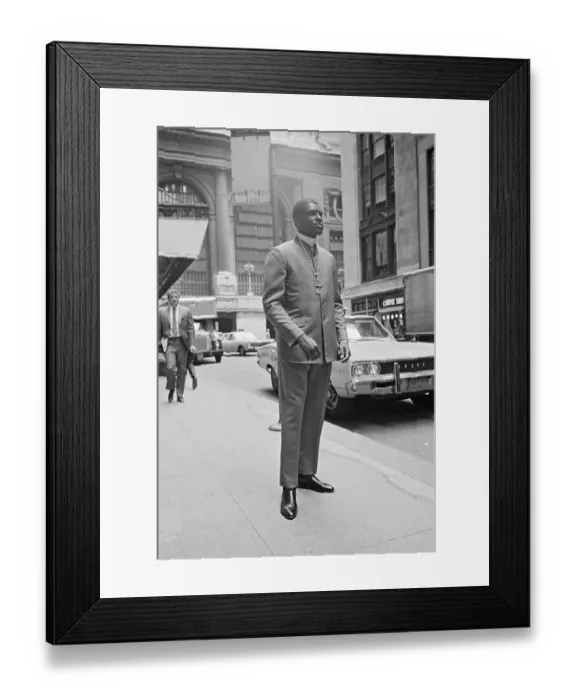 Framed Print : Bob Gibson Wearing Nehru Suit in Manhattan Framed Print : Bob Gibson Wearing Nehru Suit in Manhattan