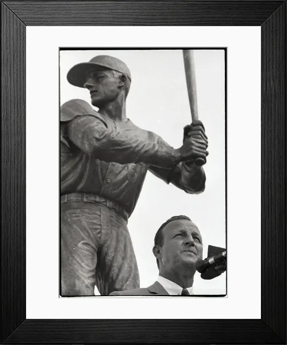 Framed Print : Stan Musial Beneath Statue Of Himself Framed Print : Stan Musial Beneath Statue Of Himself