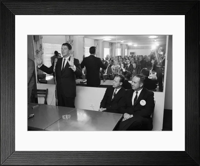 Framed Print : R. Reagan Speaks Crowd Seen Thru Mirror Framed Print : R. Reagan Speaks Crowd Seen Thru Mirror