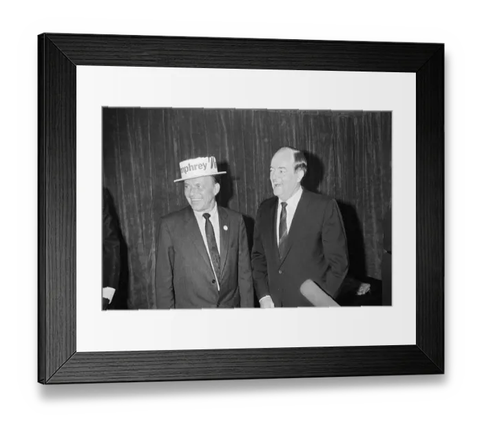 Framed Print : Hubert Humphrey & Frank Sinatra W / Hat Framed Print : Hubert Humphrey & Frank Sinatra W / Hat