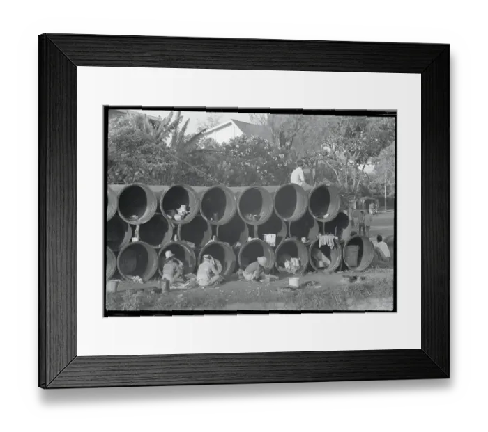 Framed Print : People Living in Huge Water Pipes Framed Print : People Living in Huge Water Pipes
