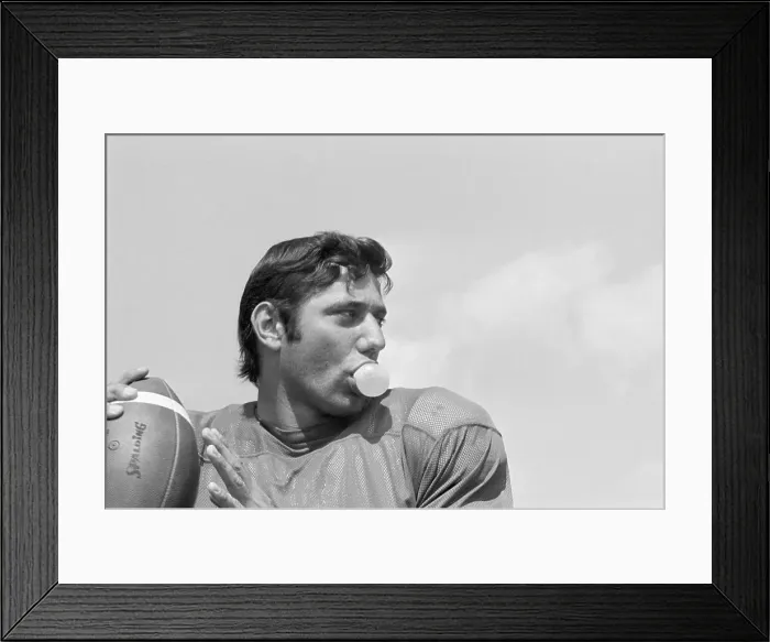 Framed Print : Joe Namath Blowing Bubble Framed Print : Joe Namath Blowing Bubble