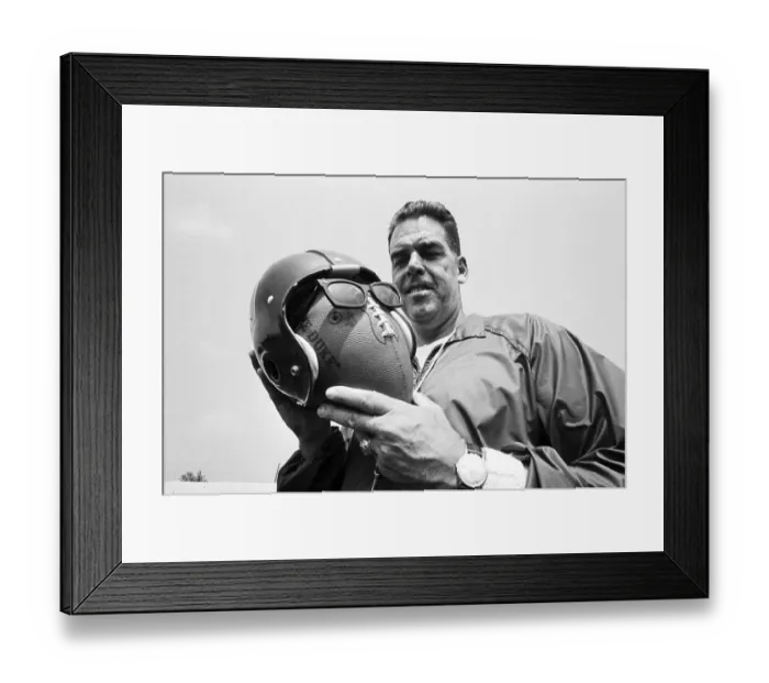 Framed Print : Otto Graham Holding Football With Helmet Framed Print : Otto Graham Holding Football With Helmet