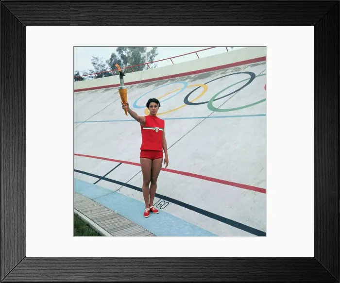 Framed Print : Enriqueta Basilio Waving on Olympic Grounds Framed Print : Enriqueta Basilio Waving on Olympic Grounds