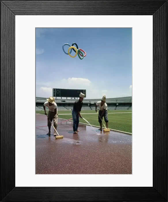 Framed Print : Scrubbing The Olympic Running Track Framed Print : Scrubbing The Olympic Running Track