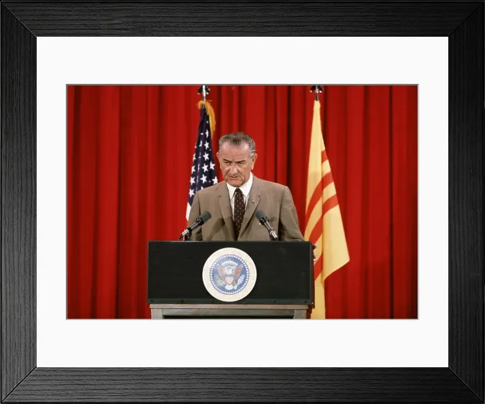 Framed Print : President Lyndon Johnson Speaking at Podium Framed Print : President Lyndon Johnson Speaking at Podium