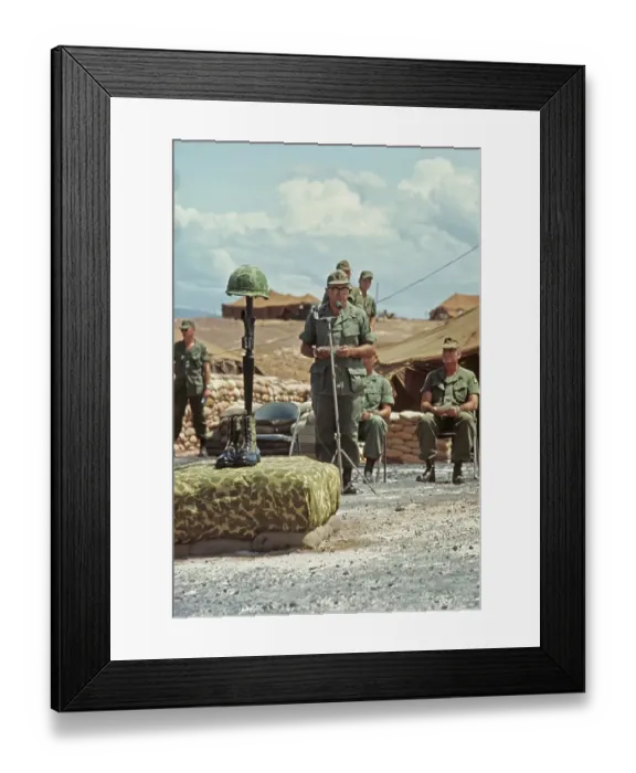 Framed Print : Camp Eagle Memorial Ceremony, Vietnam War Framed Print : Camp Eagle Memorial Ceremony, Vietnam War