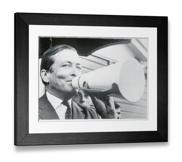 Framed Print : Prince Claus of the Netherlands with Megaphone Framed Print : Prince Claus of the Netherlands with Megaphone
