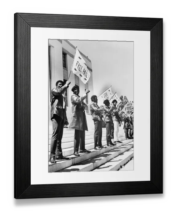Framed Print : Supporters of Huey Newton Outside Courthouse