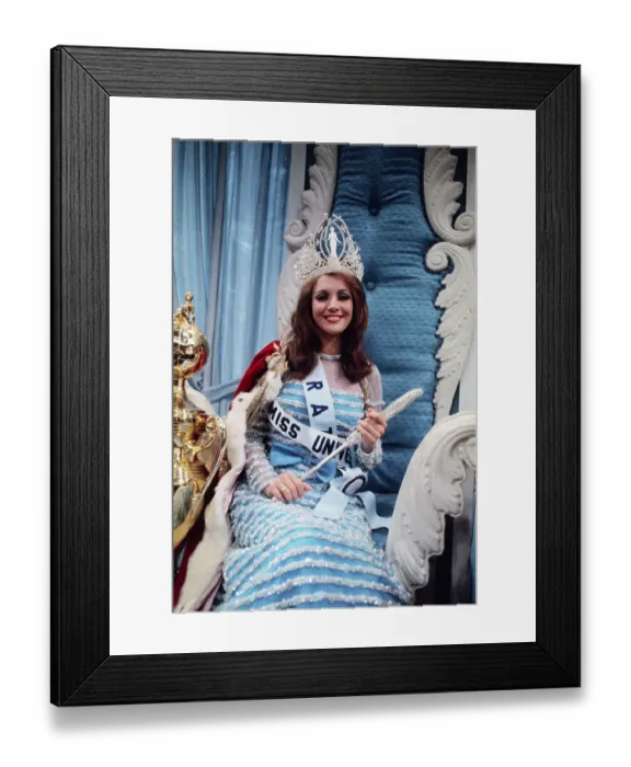Framed Print : Miss Universe 1968 Posing in Chair Framed Print : Miss Universe 1968 Posing in Chair