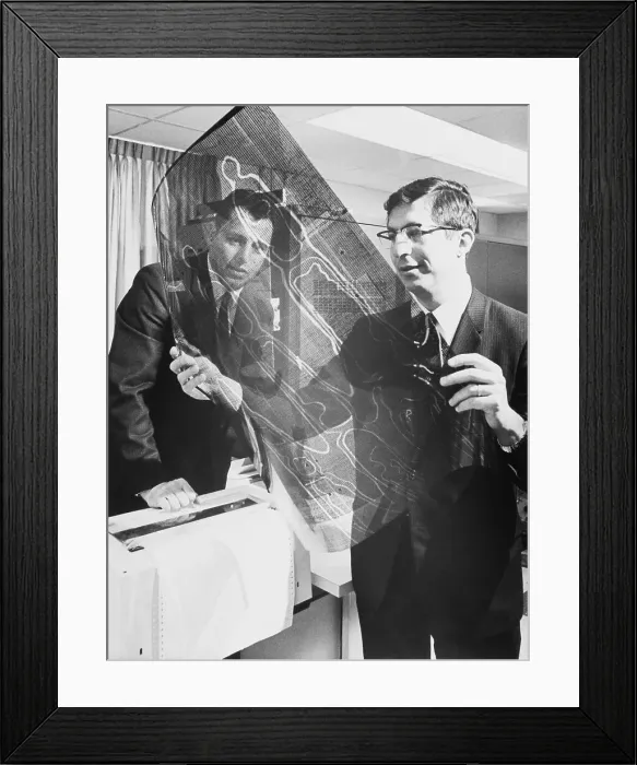 Framed Print : Dr. Robert S. Ledley Examining Computer Output Framed Print : Dr. Robert S. Ledley Examining Computer Output