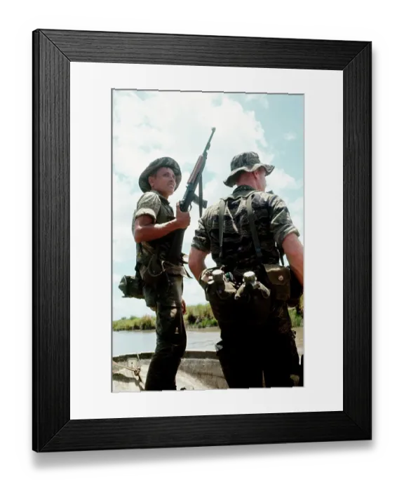 Framed Print : Troops Patrolling on River Framed Print : Troops Patrolling on River