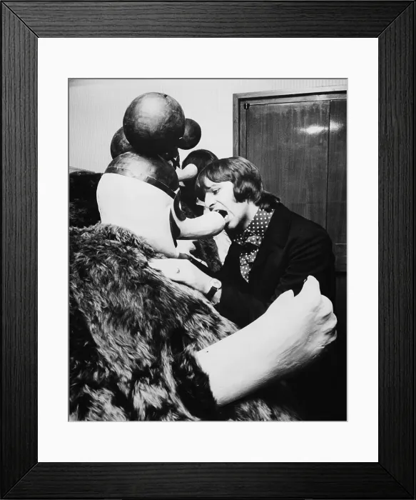 Framed Print : Ringo Starr Biting Nose of Blue Meanie Framed Print : Ringo Starr Biting Nose of Blue Meanie
