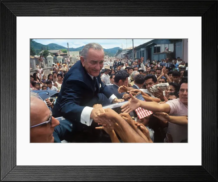 Framed Print : Lyndon B. Johnson Being Greeted by El Salvador Citizens Framed Print : Lyndon B. Johnson Being Greeted by El Salvador Citizens