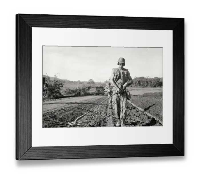 Framed Print : Soldiers Sweeping Road For Mines Framed Print : Soldiers Sweeping Road For Mines