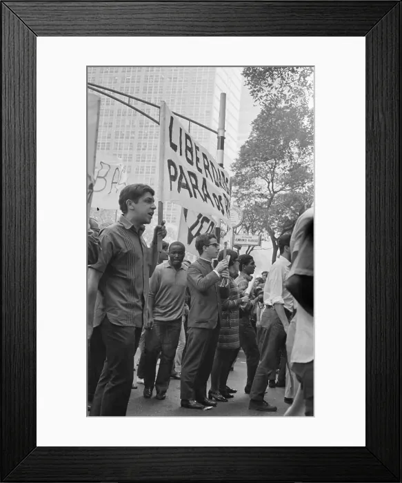 Framed Print : Students Hold Banner in Protest Rally Framed Print : Students Hold Banner in Protest Rally