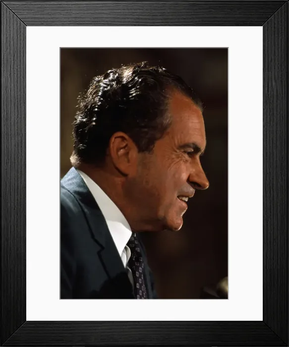 Framed Print : Profile of Richard Nixon Smiling