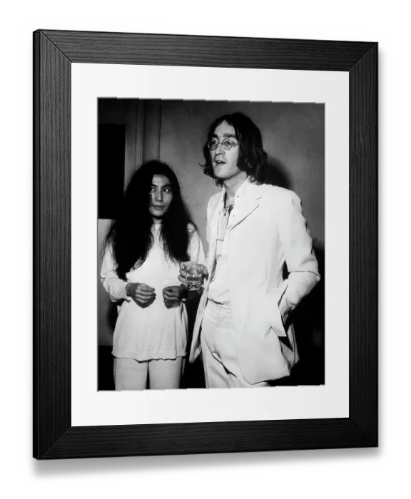 Framed Print : John Lennon Talking with Yoko Ono at Gallery Framed Print : John Lennon Talking with Yoko Ono at Gallery